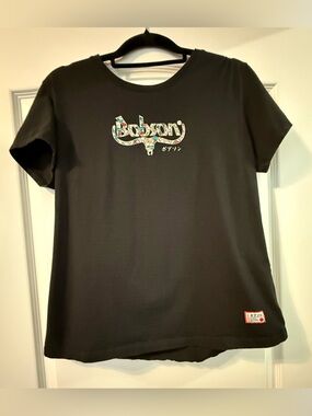 Bobson Japanese Denim Black Tee with Colorful Southwestern Logo